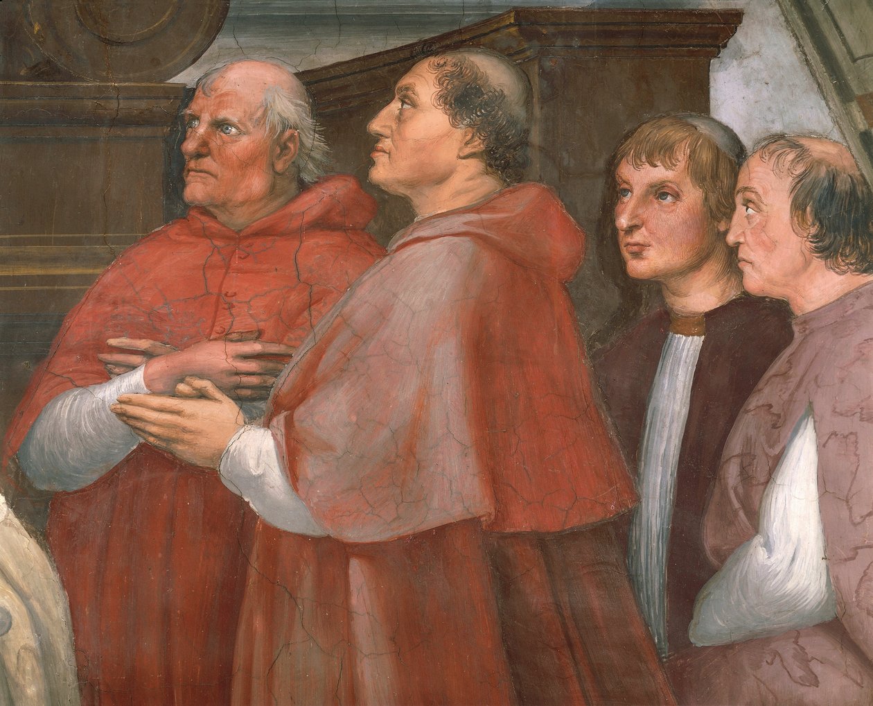 Raffaele Riario bíboros a szemlélőkkel, a bolsenai mise részlete alkotó: Raphael (1483 1520)