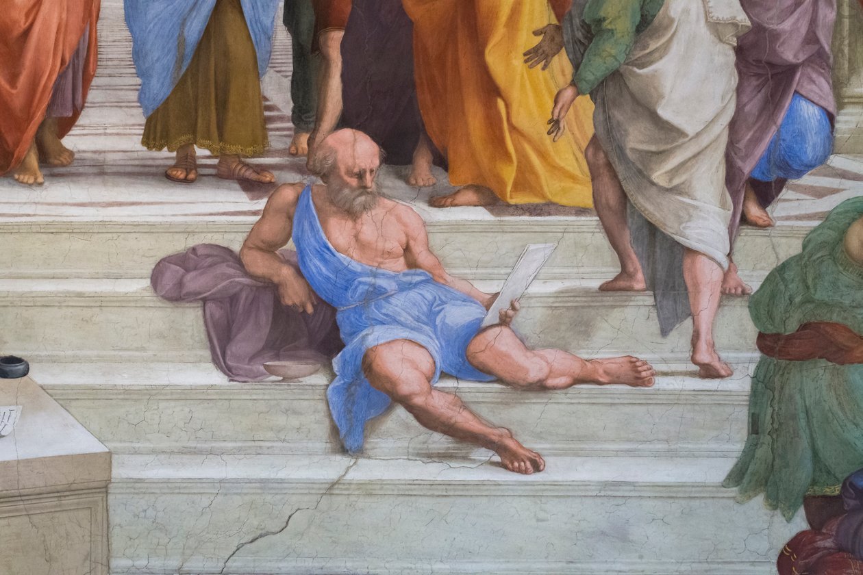 Sinope Diogenes: részlet az athéni iskolából a Stanza della Segnaturában alkotó: Raphael (1483 1520)