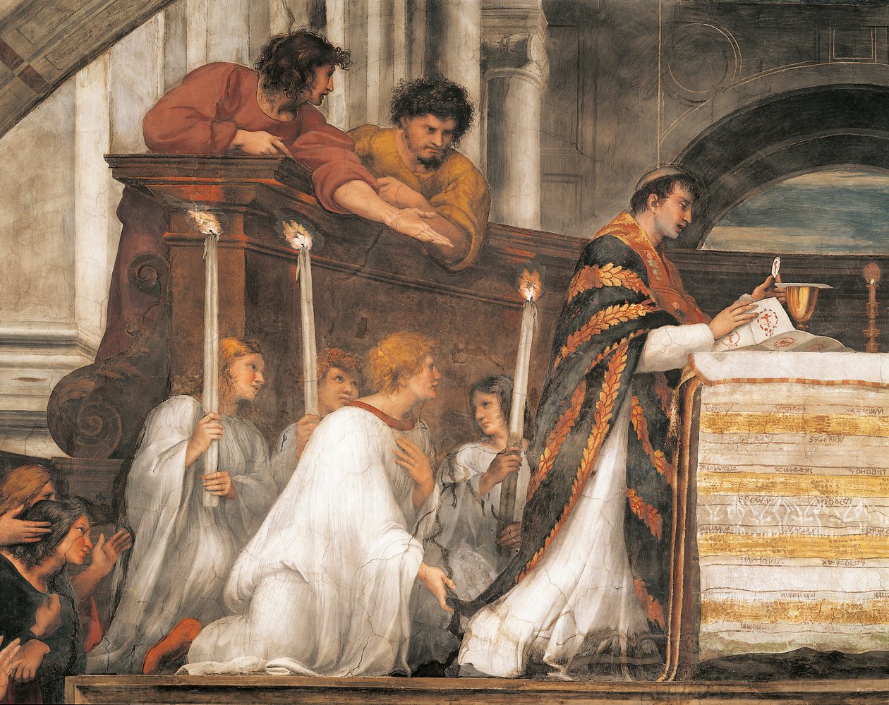 Az eucharisztikus csoda, a bolsenai mise részlete alkotó: Raphael (1483 1520)