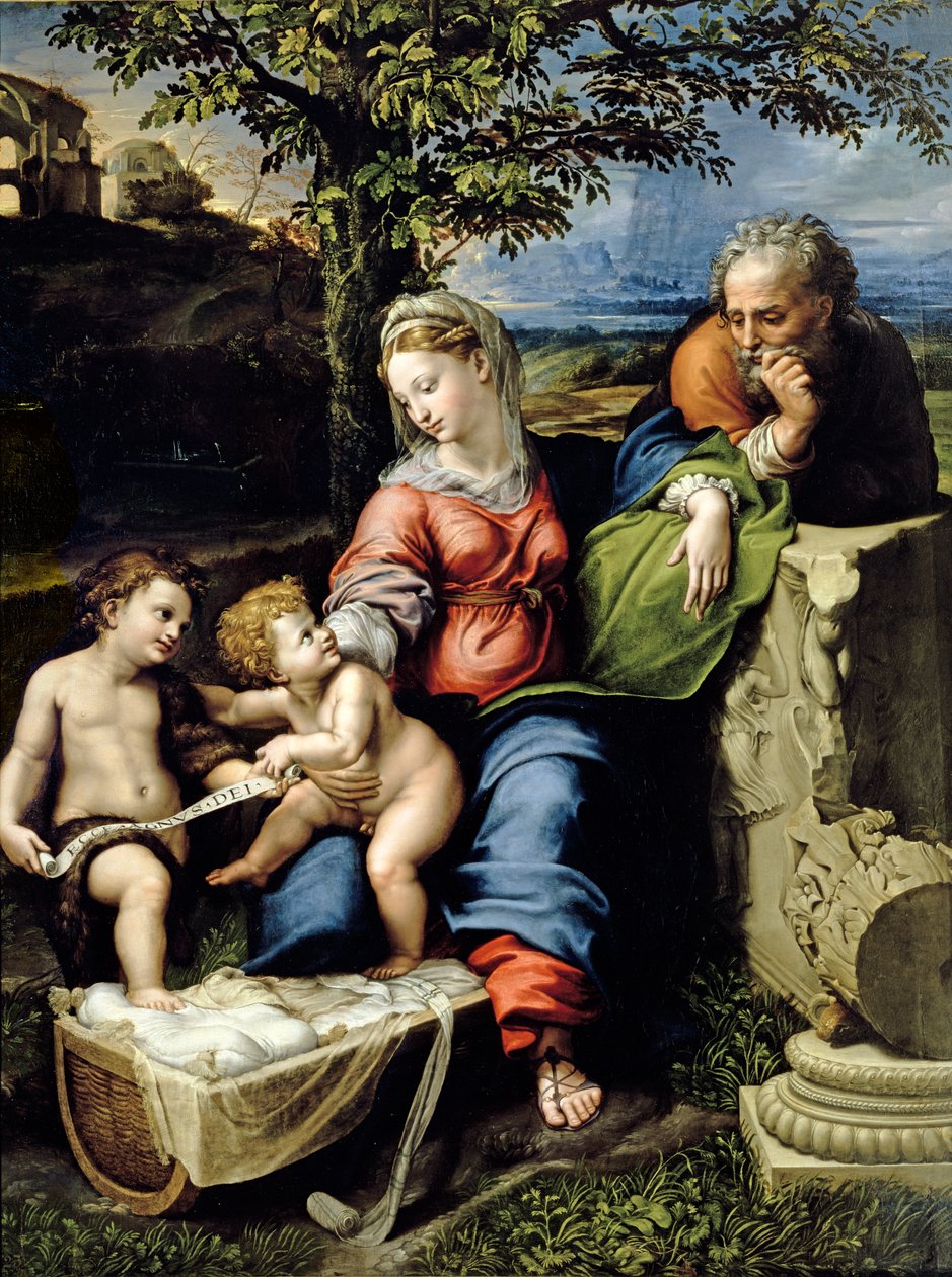 A tölgyfa szent családja, 1518 körül (olaj, tábla) alkotó: Raphael