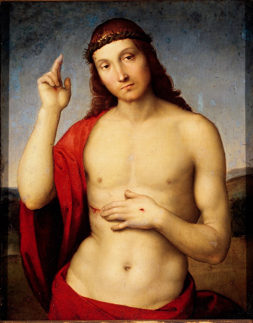 Raffaello Sanzio dit Raphael (1483-1520) Krisztus pad festménye 1506 V. 30x25 cm Brescia, Pinacoteca Tosio Martinengo alkotó: Raphael