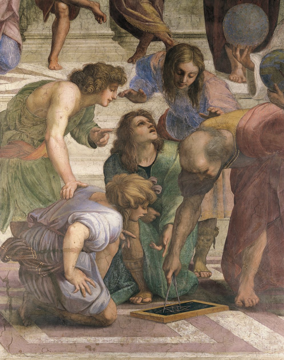 Euklidész körzővel rajzolja a hexagram alakját, az Athéni Iskola részlete alkotó: Raphael (1483 1520)