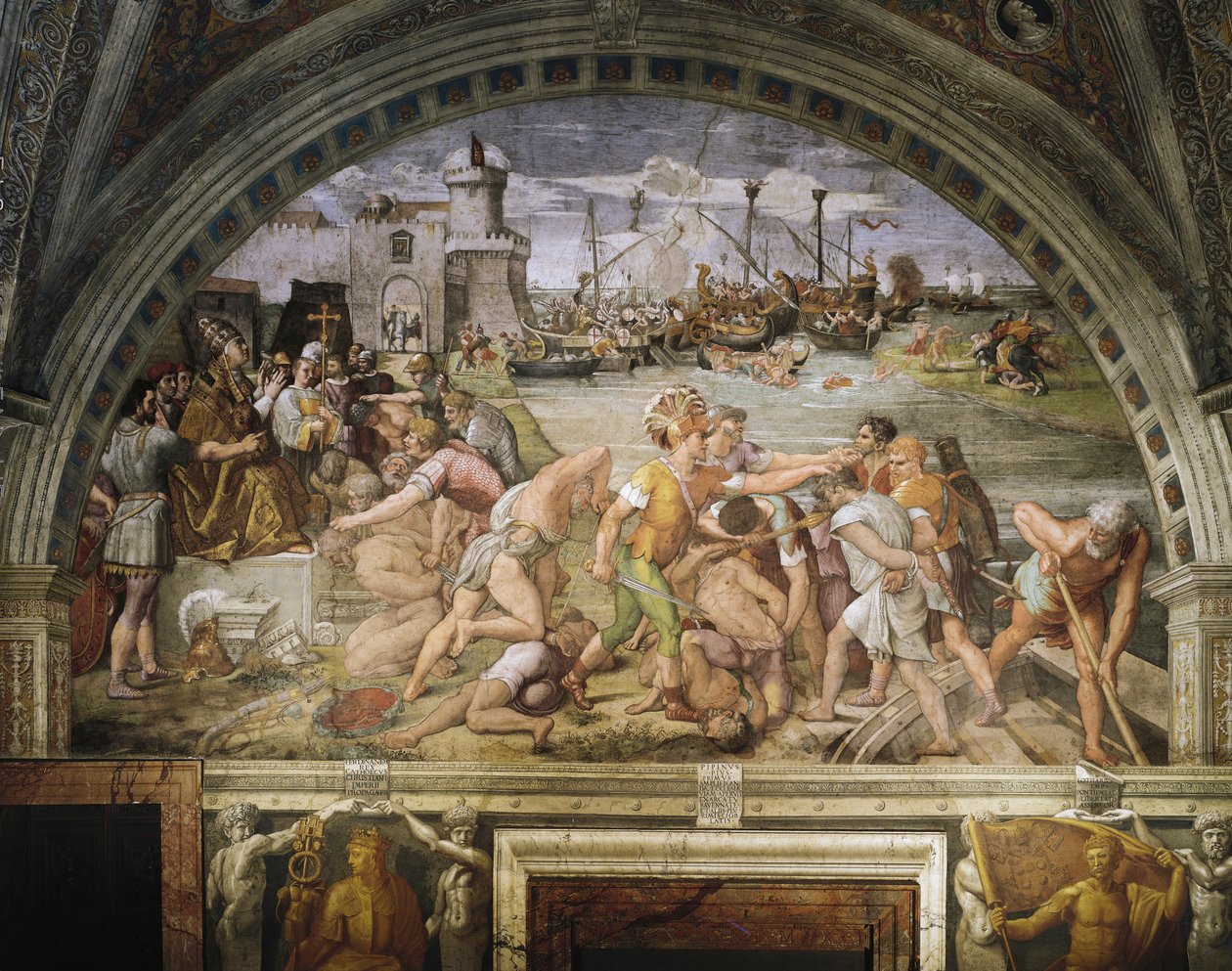 Fanlight, Raffaello Sanzio (1483-1520) és követői freskói, az ostiai csatát ábrázoló Stanza dell
