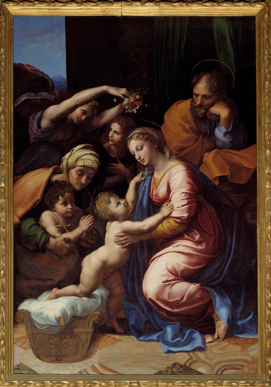 A Szent Család, I. Francois La Grande Sainte Famille néven Raffael festménye (Raffaello Sanzio) (1483-1520) V. 2,07x1,4 m alkotó: Raphael