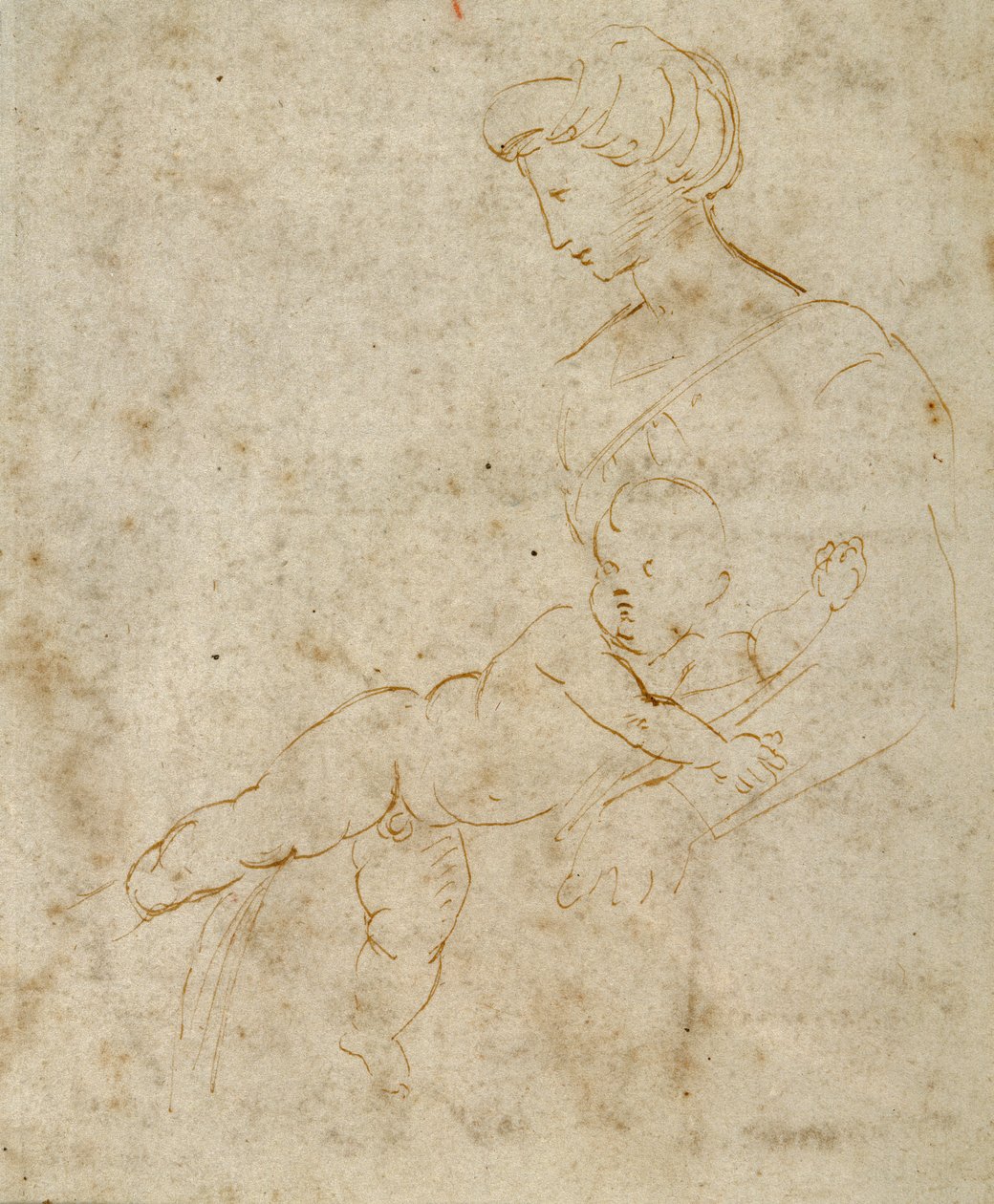 Madonna és gyermeke, 1505 körül (toll és barna tinta papíron) alkotó: Raphael