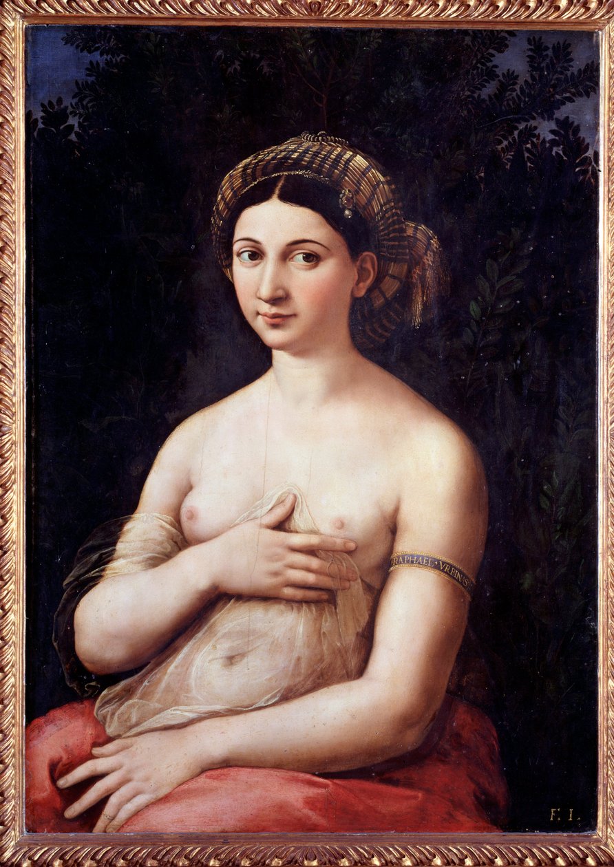 Fiatal hölgy portréja (La Fornarina) - olaj, fa alkotó: Raphael