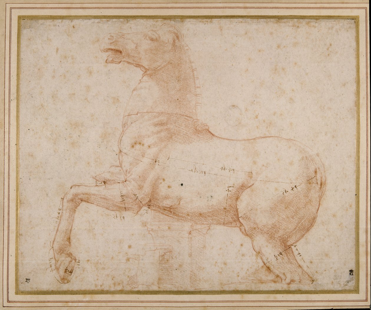 Egy ló tanulmányozása (toll, tinta és ceruza papíron) alkotó: Raphael