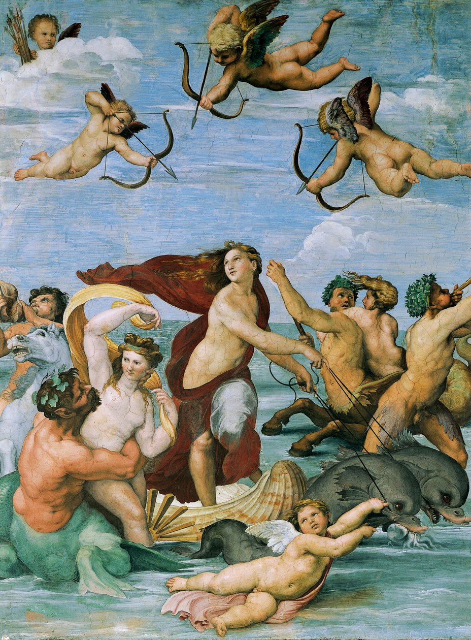 Raphael Galatea diadala (1483-1520), freskó, 295x225 cm, Villa Farnesina, Galatea csarnoka, Róma, 1511 körül alkotó: Raphael