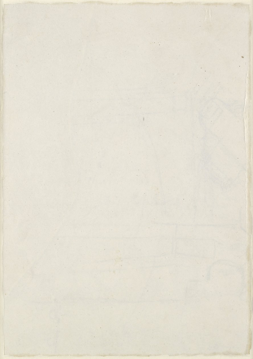 Verso: Enyhe építészeti jegyzetek, beleértve a keresztes alaprajzot, WA1846.160 (toll és barna tinta vakceruza fölött, ólom vagy kréta nyomai) alkotó: Raphael
