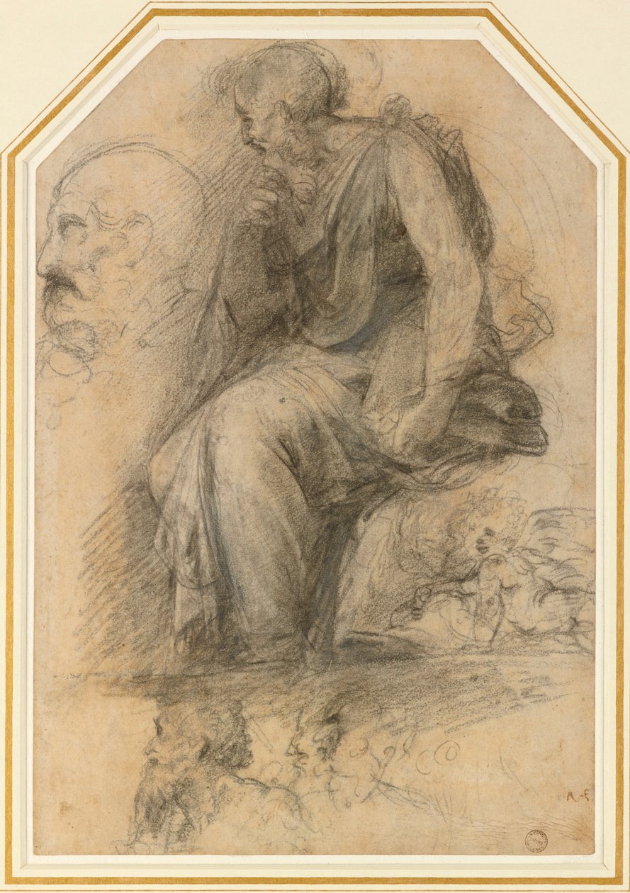 Férfi szent, ülő Study for the Disputa, XVI. század alkotó: Raphael