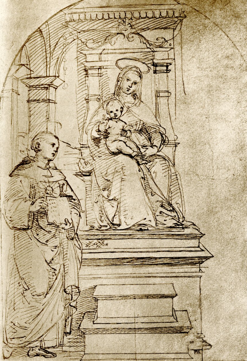 A trónra emelt Madonna alkotó: Raffaello Sanzio Raphael
