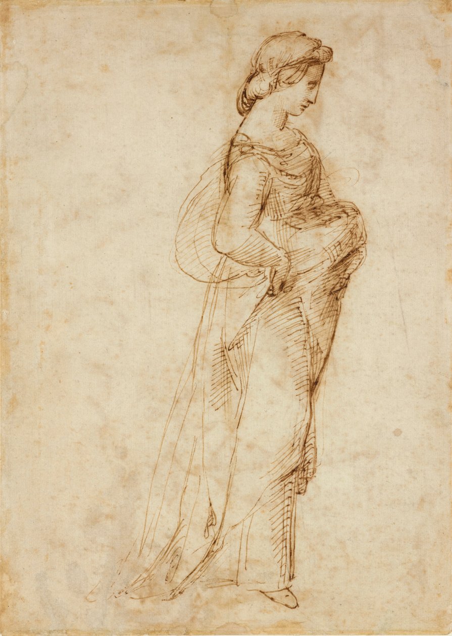 Jobbra sétáló női alak, c1500-1520 alkotó: Raphael