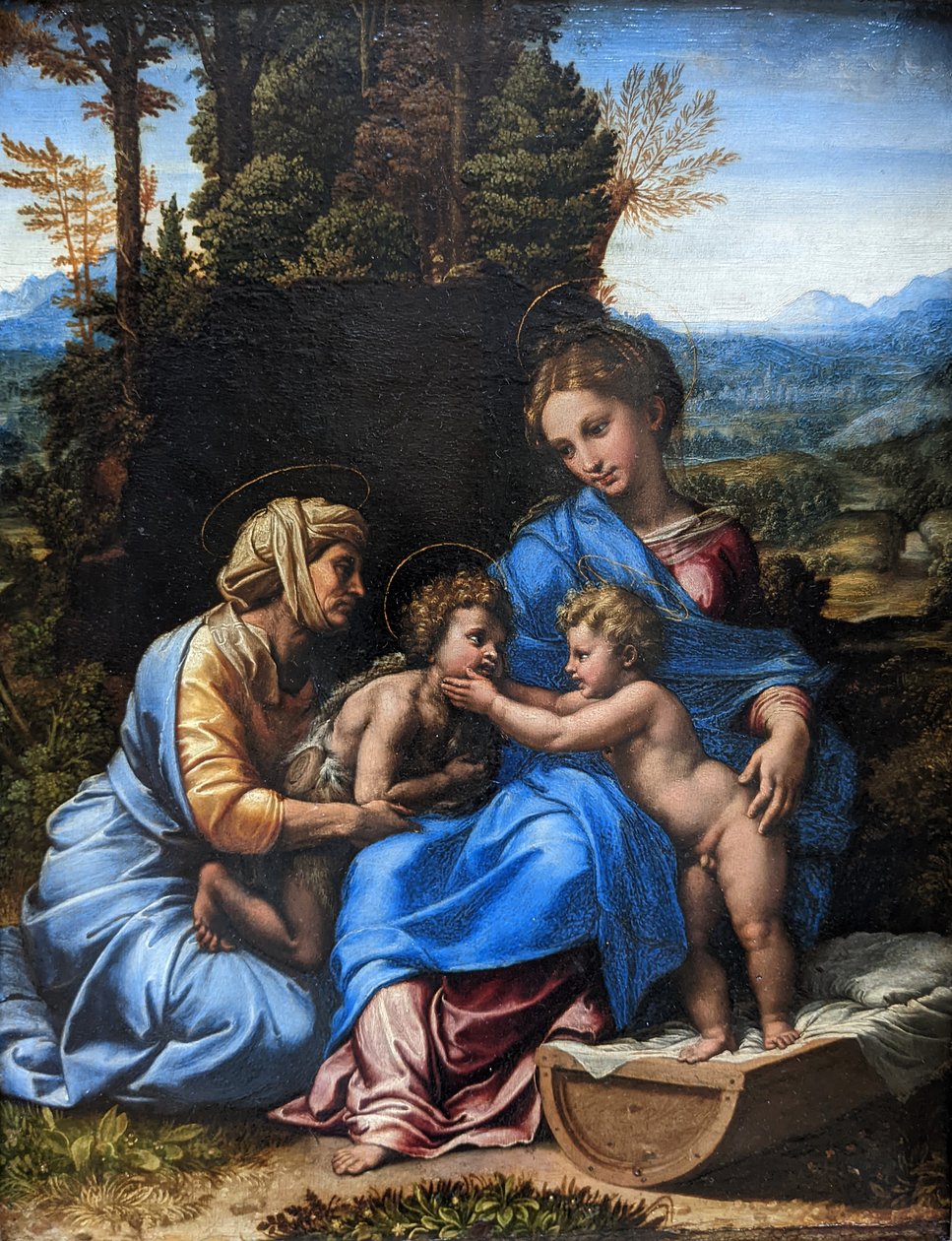 Franciául:  Erzsébettel és a csecsemő Szent Jánossal. alkotó: Raphael