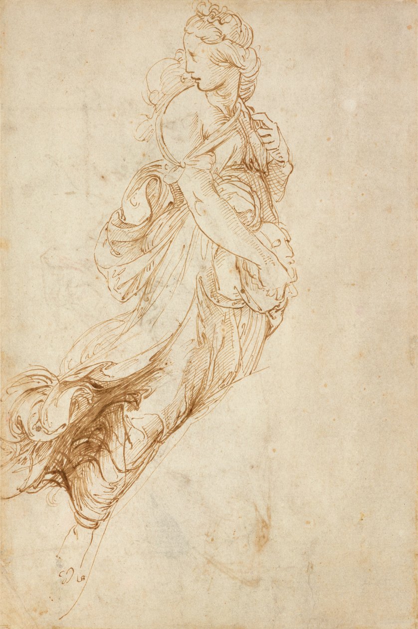 Recto: Study for the Figure of Melpomene, c1500-1520 alkotó: Raphael