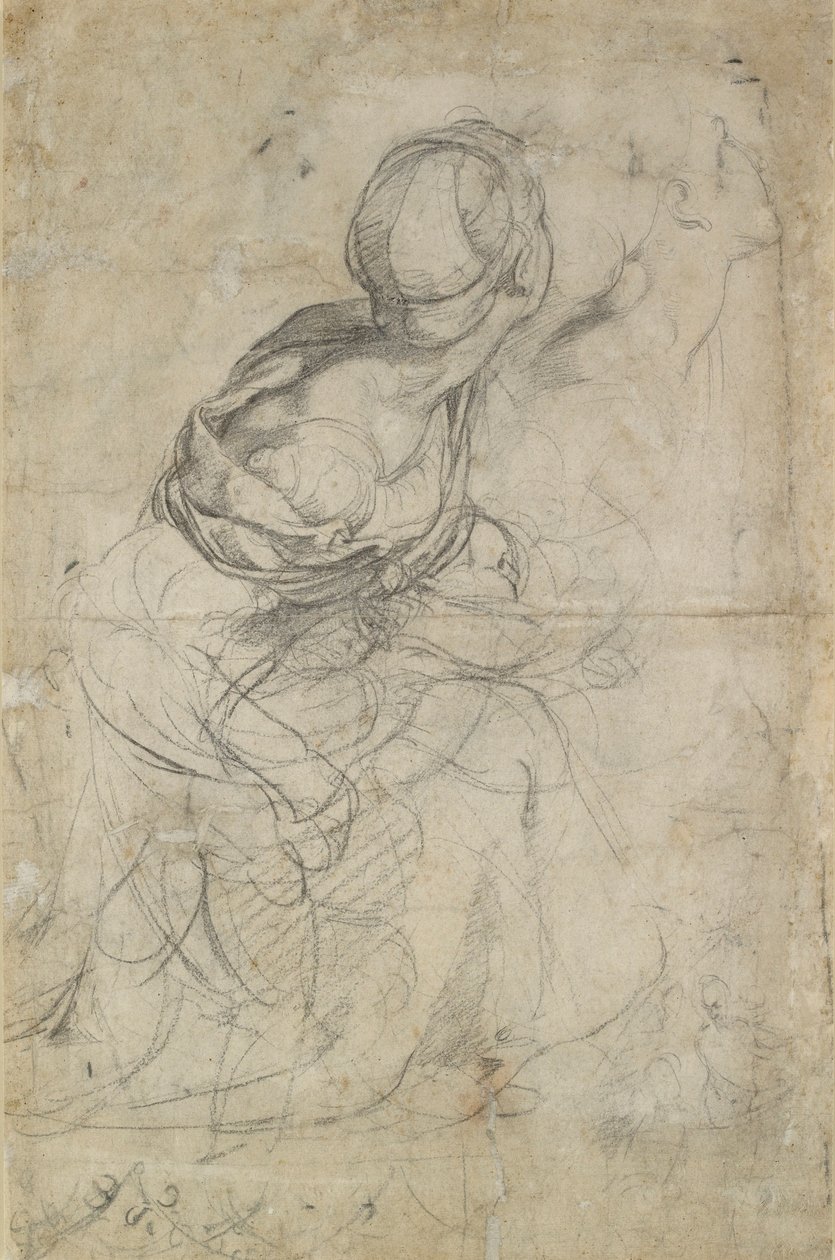 Tanulmányok két térdelő nő számára, c1500-1520 alkotó: Raphael