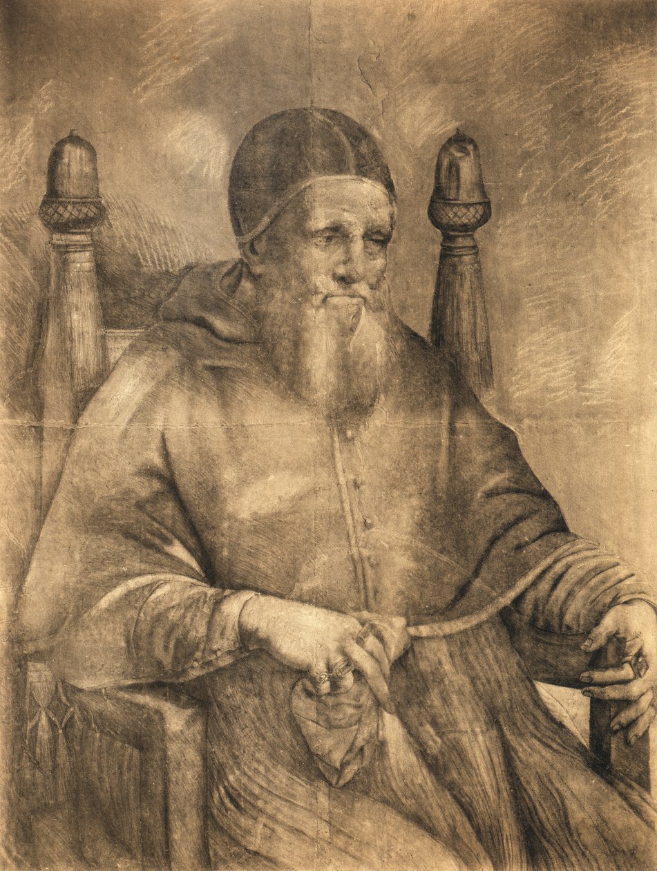 Tanulmány II. Julius pápa portréjához, 1500-12 alkotó: Raphael