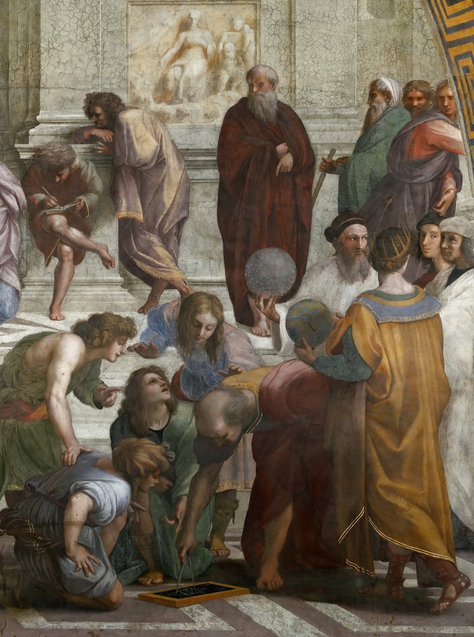 Az athéni iskola. Részlet. Freskó a Stanza della Segnaturában, kb. 1510-1511. alkotó: Raphael