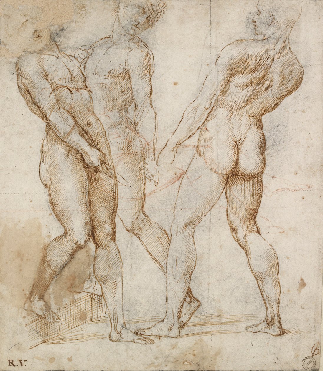 Három meztelen hordozó Study for the Tombment, 16. század eleje alkotó: Raphael