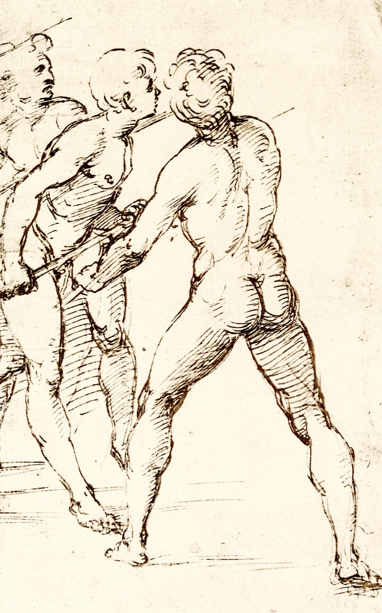 Három harcos várja a támadást alkotó: Raffaello Sanzio Raphael