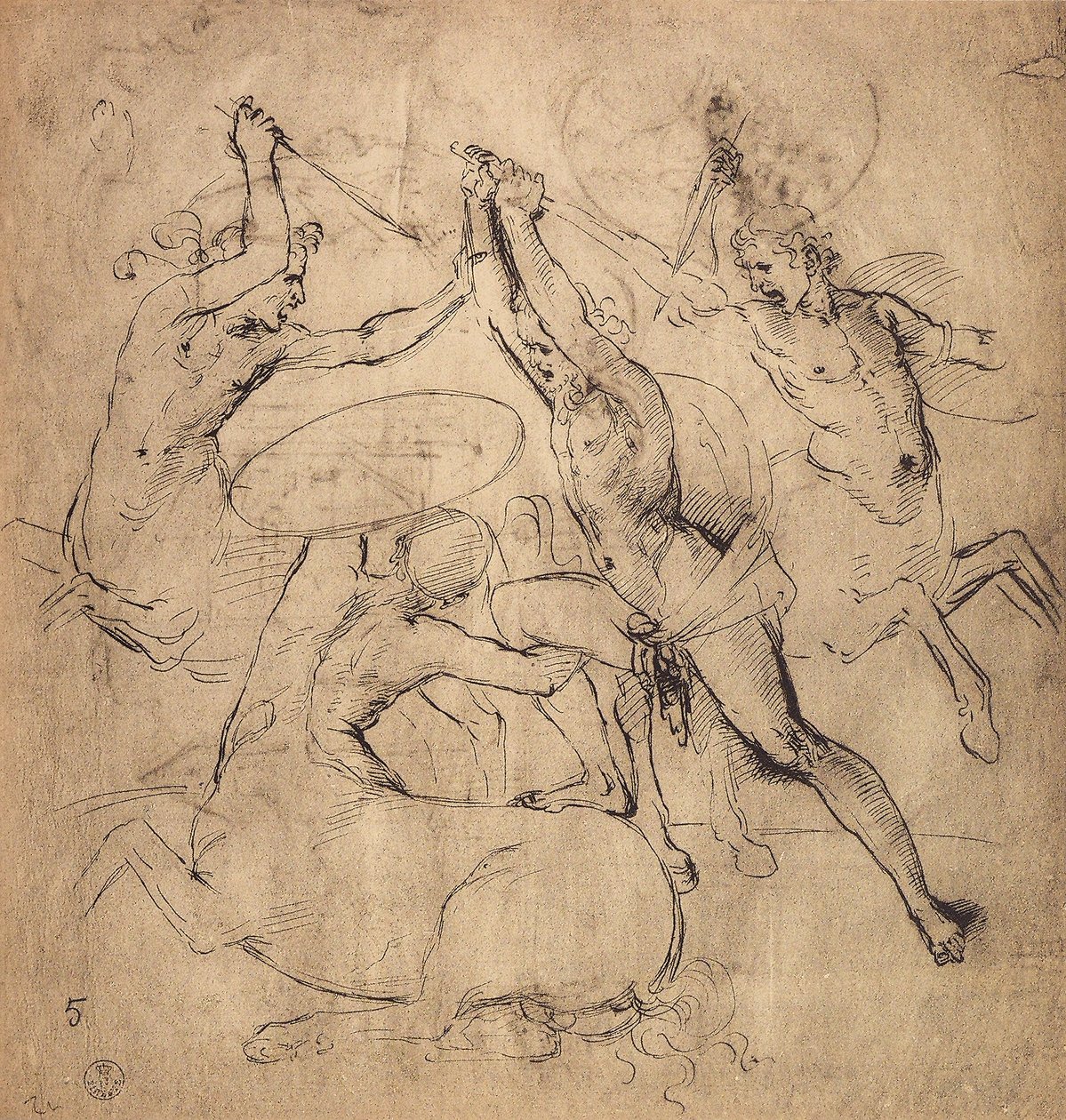 Herkules megöli a kentaurt; Raphael rajza. Rajzok és nyomatok kabinetje, Uffizi Galéria, Firenze alkotó: Raffaello Sanzio Raphael