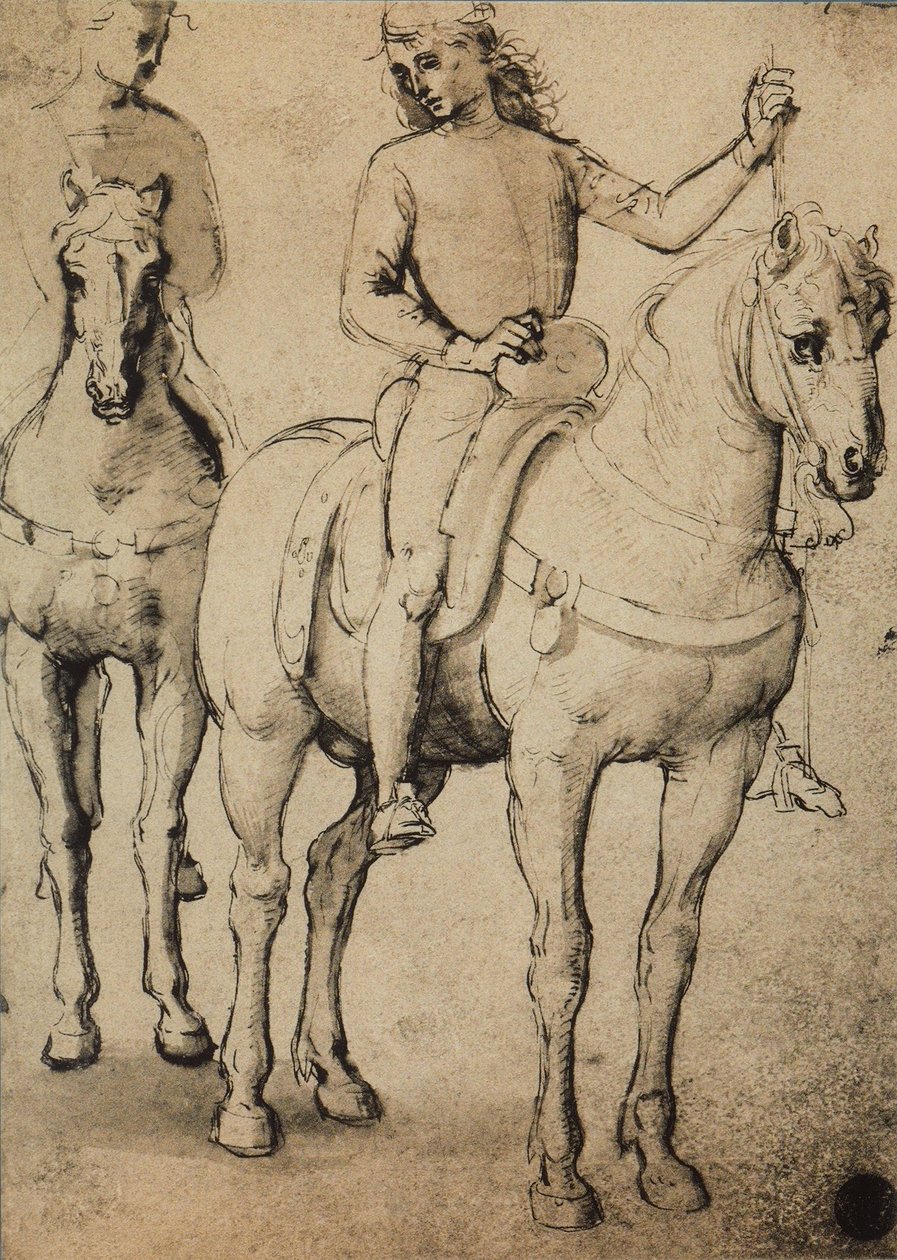 Férfi lóháton; Raphael rajza. Gallerie dellAccademia, Velence alkotó: Raffaello Sanzio Raphael