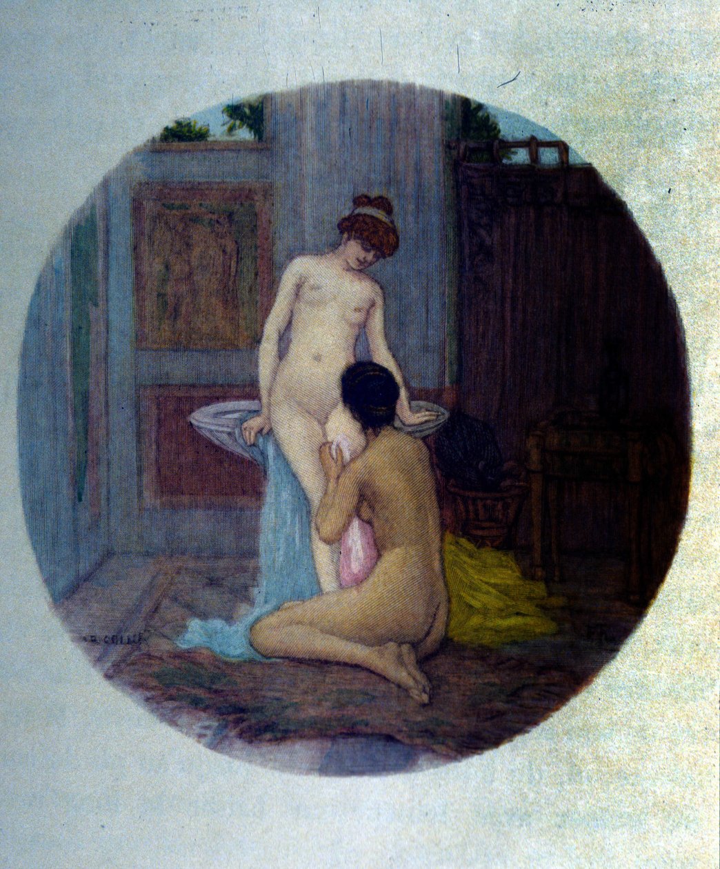 Női WC a görög ókorban. Illusztráció: Pierre Louys „Aphrodité”-ból, Raphael Colin alkotó: Raphael Collin