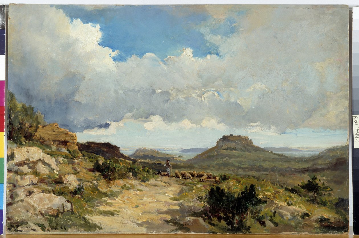 Berger a Miramas le Vieux, Etang de Berre in the Bouches of the Rhone Raphael Luc Ponson festménye (1835-1904) Kötelező említés: Gyűjtemény alapítványa, de Provence, Marseille alkotó: Raphael Luc Ponson