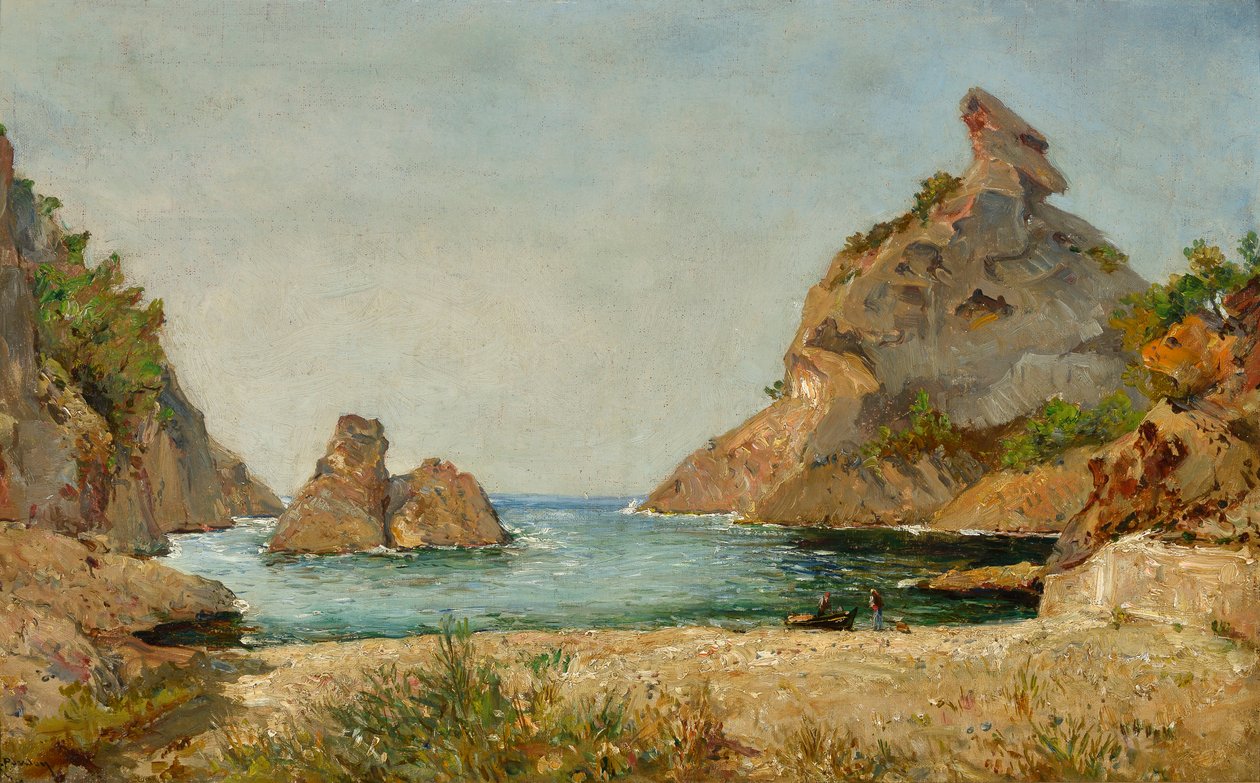 Kilátás a Figuerolles-öbölre, La Ciotat, Rhone szájai Raphael Luc Ponson (1835-1904) festménye Mérete 38x60 cm Musee Ciotaden La Ciotat alkotó: Raphael Luc Ponson