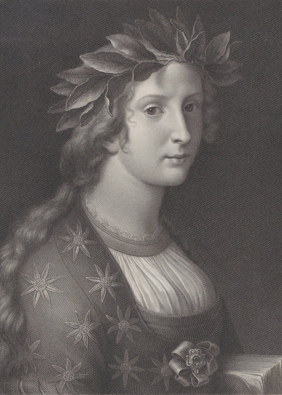 Költészet, babérkoronás nő, 1827 alkotó: Raphael Morghen