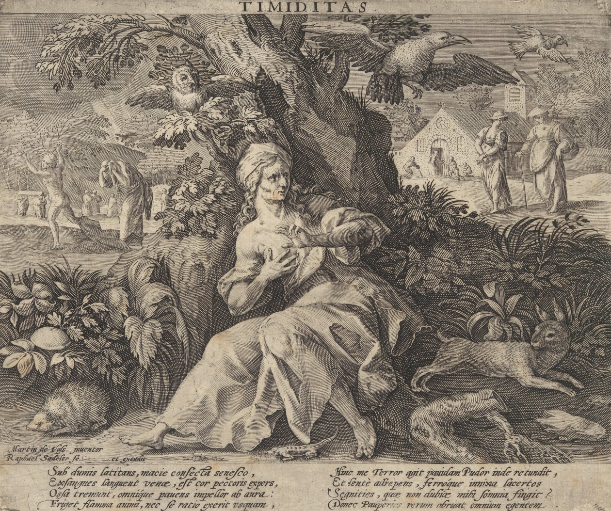 Timiditas a Four Vices-től, kb. 1580-1628. alkotó: Raphael Sadeler