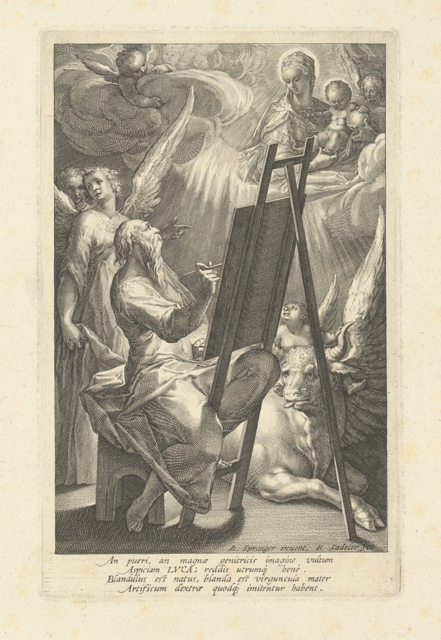 Szent Lukács a Szűz festménye alkotó: Raphael Sadeler I, after Bartholomaeus Spranger