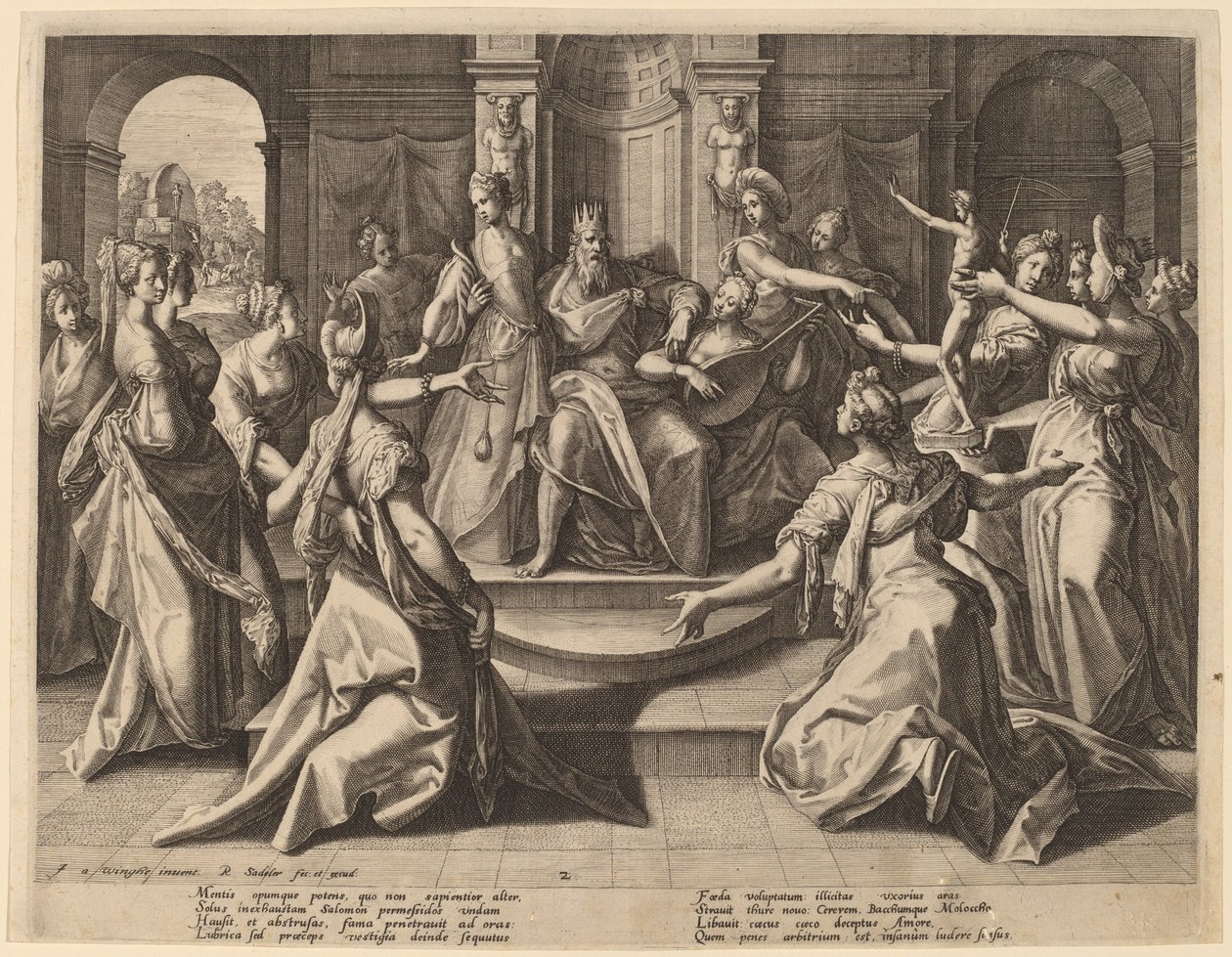 Salamont feleségei bálványimádásra vezették alkotó: Raphael Sadeler I after Joos van Winghe
