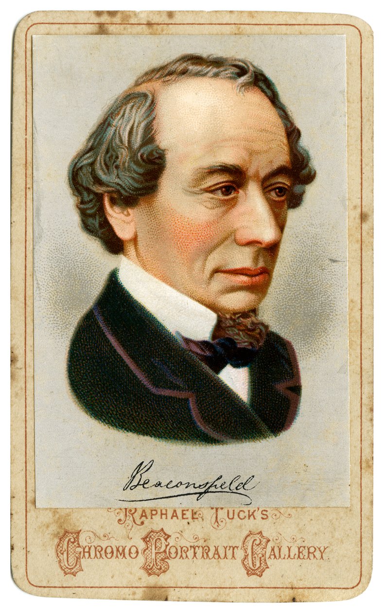 Benjamin Disraeli, Beaconsfield 1. grófja, a 19. századi brit konzervatív politikus. alkotó: Raphael Tuck