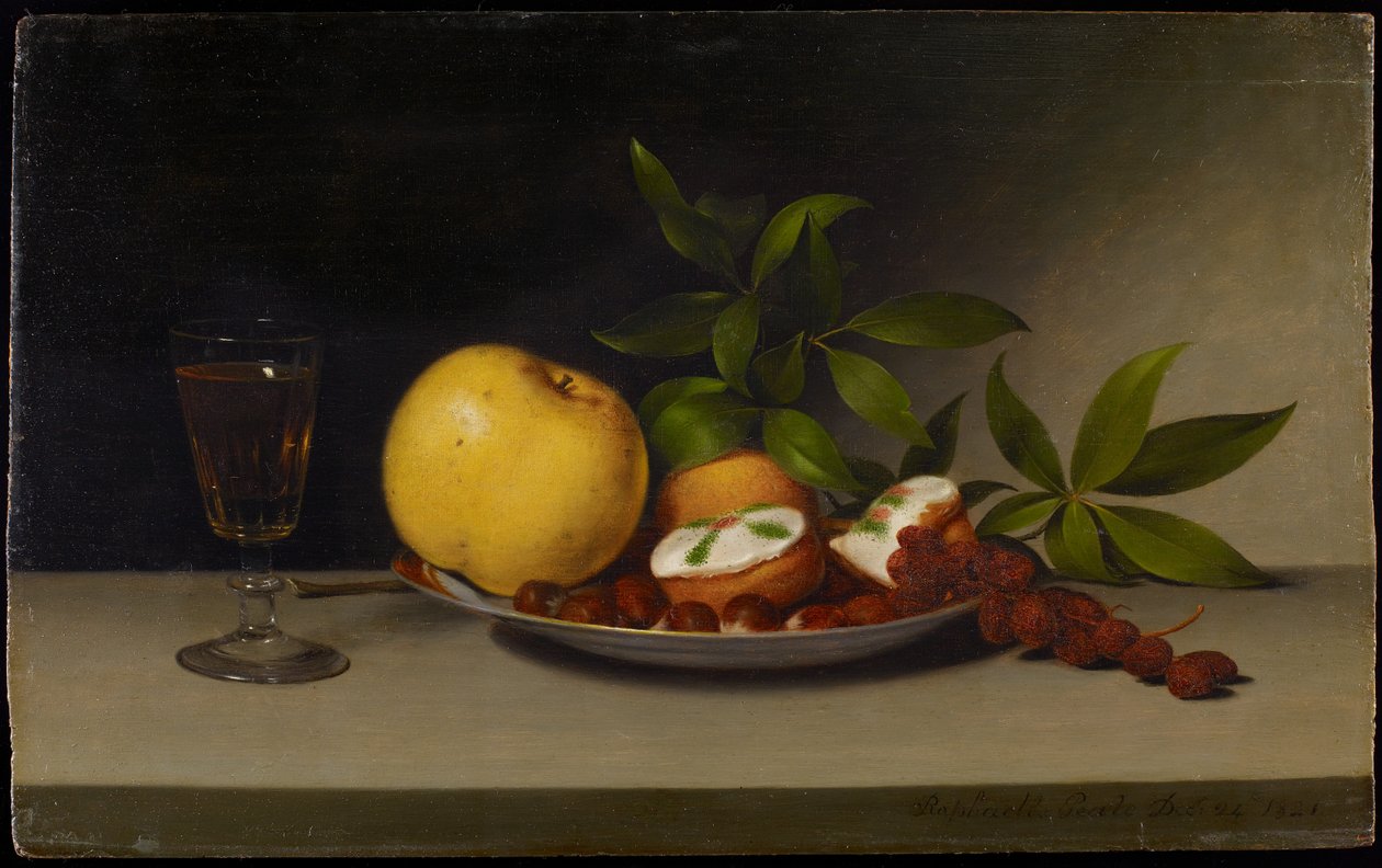 Csendélet gyümölccsel, süteményekkel és borral, 1821 alkotó: Raphaelle Peale