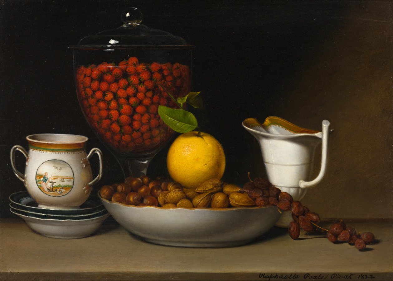 Csendes élet - eper, diófélék, stb. alkotó: Raphaelle Peale