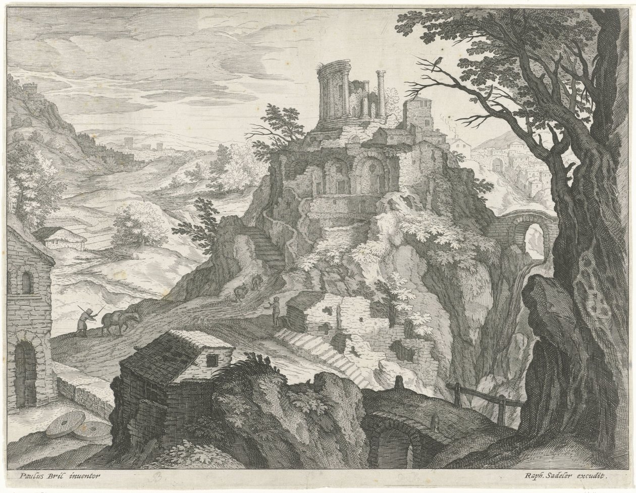 Táj a Vesta templommal Tivoliban alkotó: Raphaël Sadeler (I) (attributed to)
