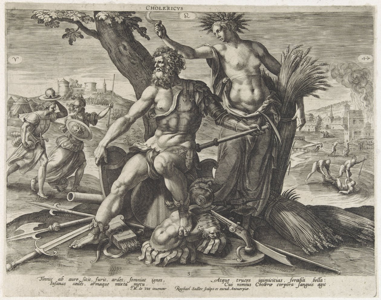 Koleris temperamentum (cím a tárgyon) Vier temperamenten (sorozat címe) alkotó: Raphaël Sadeler (I)