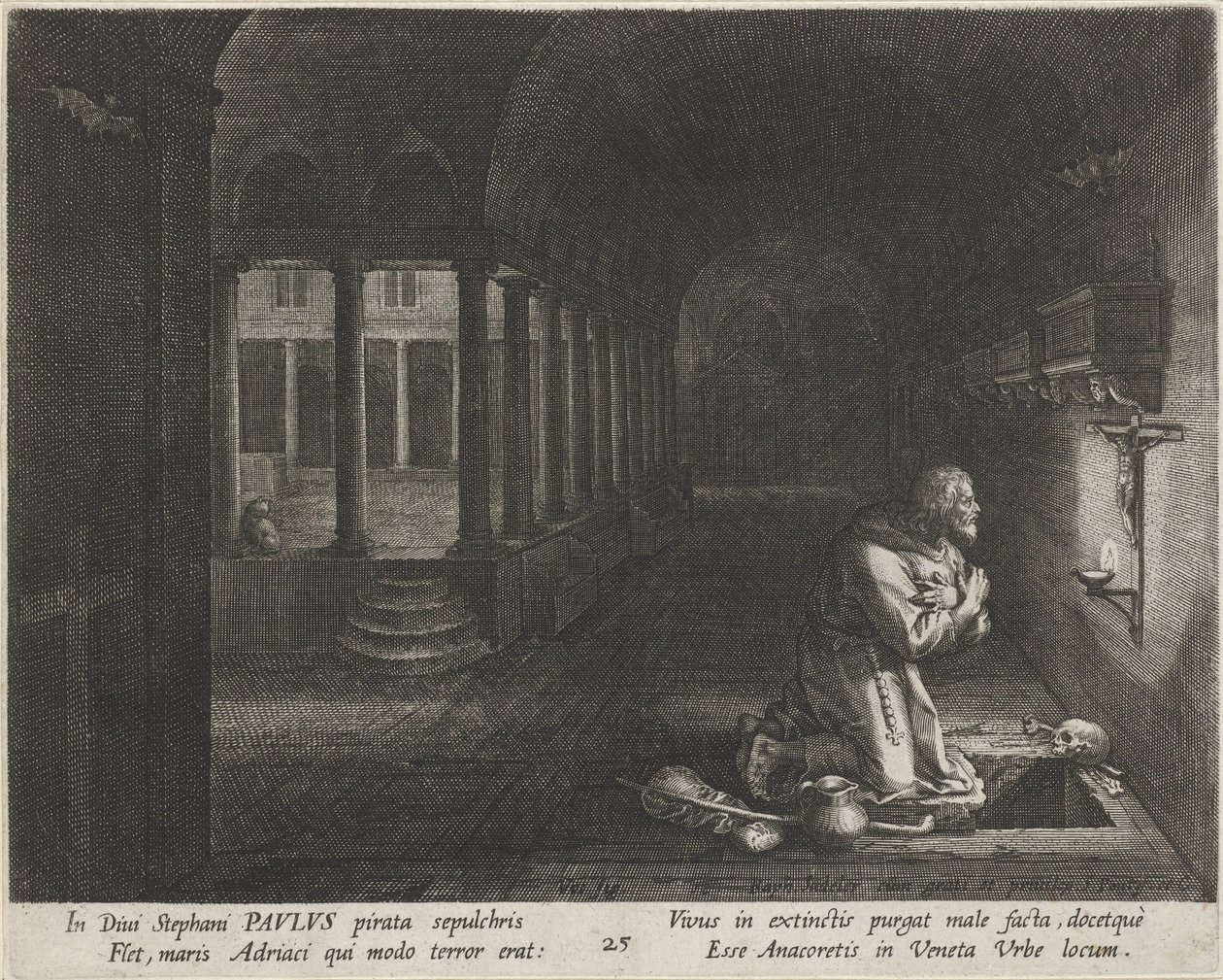 Latrosi Szent Pál Remeték erényes élete (sorozat címe) Trophaeum vitae solitariae (sorozat címe) alkotó: Raphaël Sadeler (I)