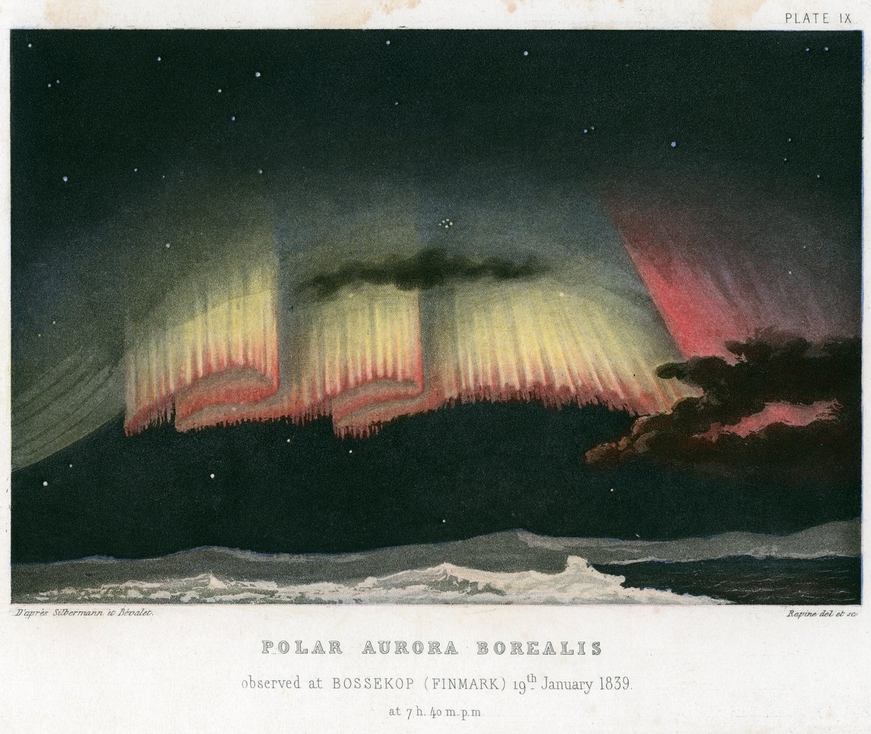 Aurora Borealis vagy Northern Lights, 1839-es függöny. [1872] alkotó: Rapine