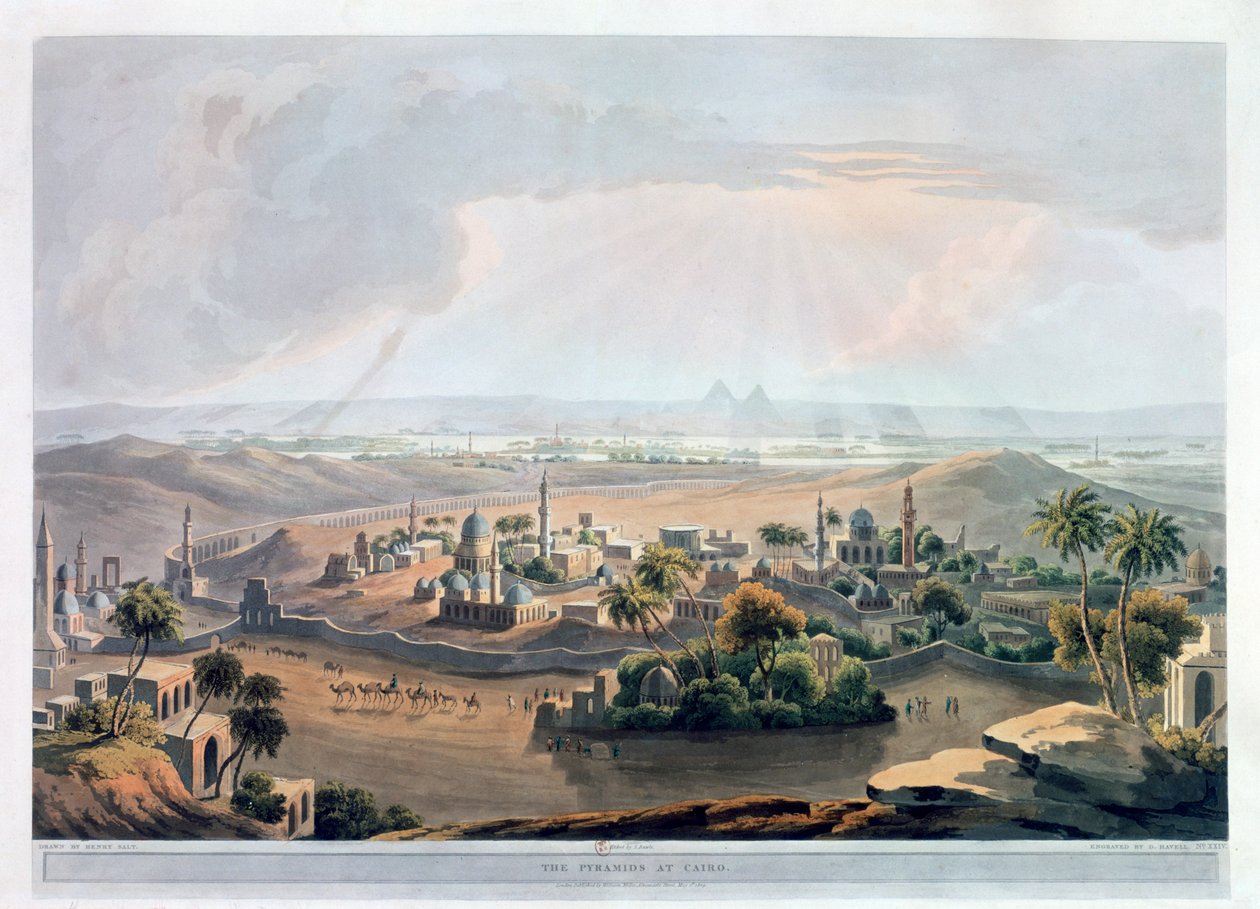 "A kairói piramisok", 1809 alkotó: Rawle