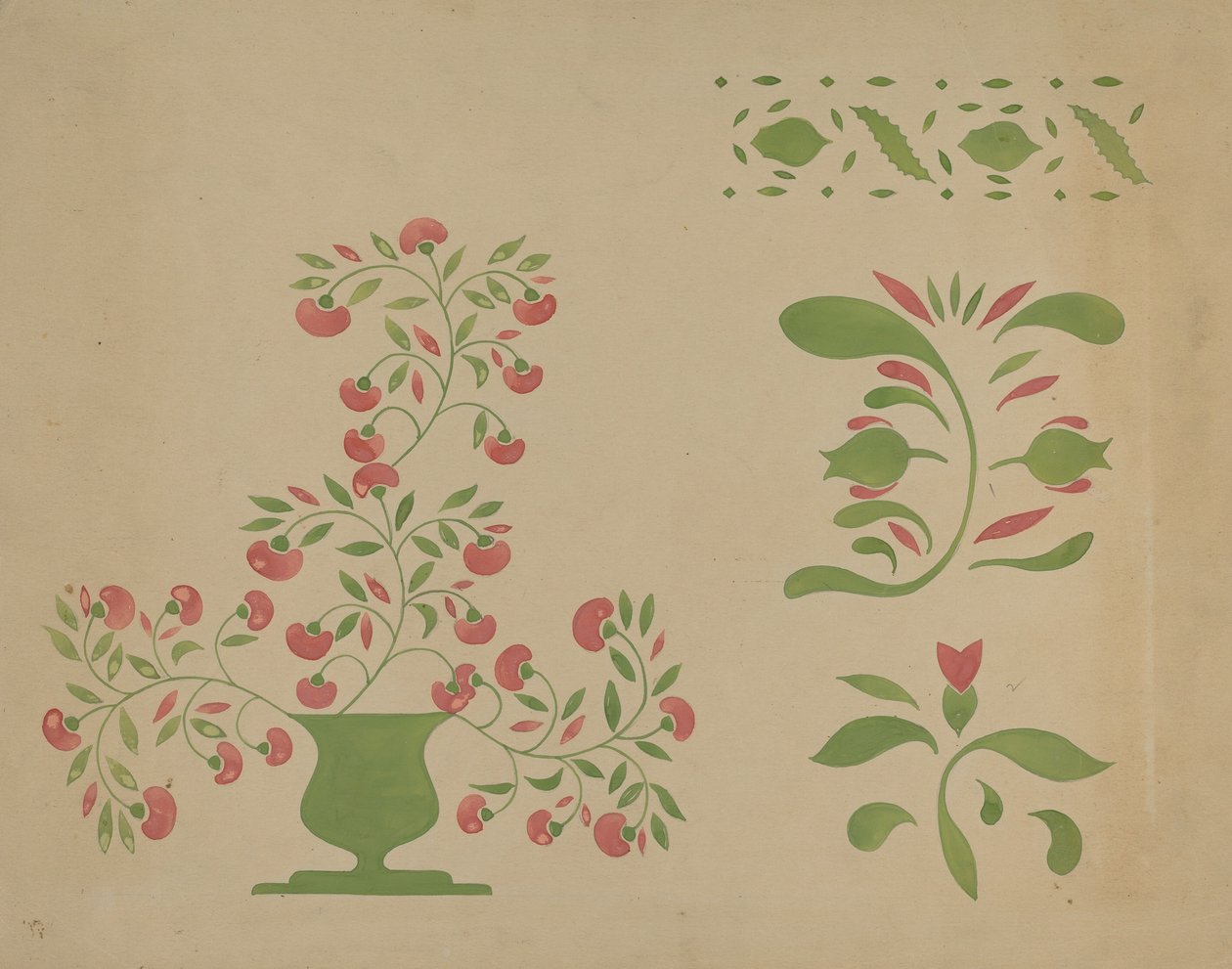 Stencilfali dekoráció, c. 1936. alkotó: Ray Holden