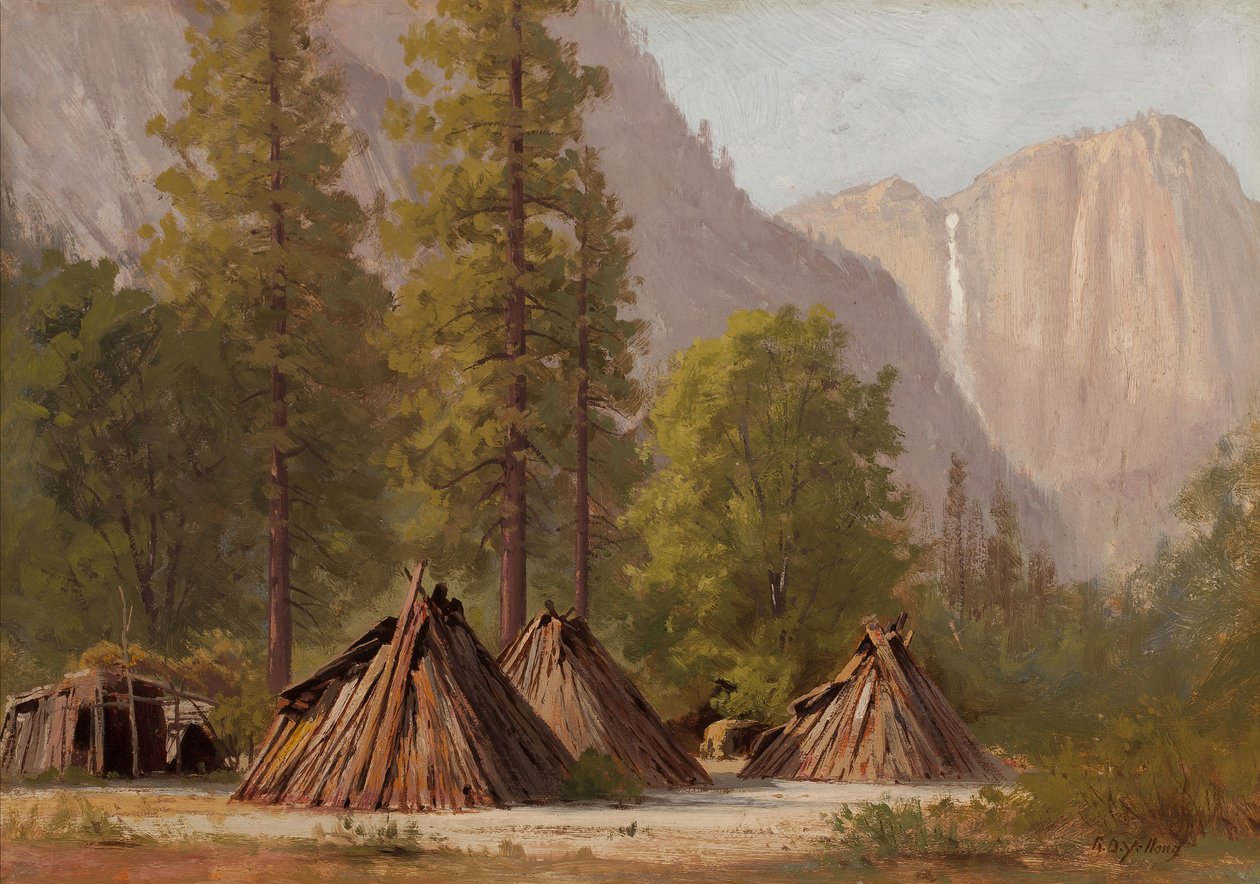 Yosemite indián falu, 1874 alkotó: Raymond Dabb Yelland