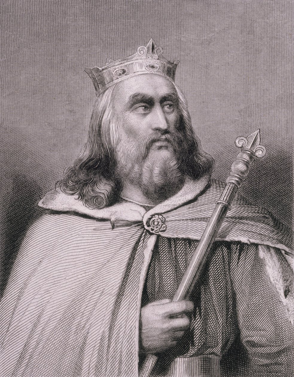 Clotaire vagy Chlotar II (†629) A frankok királya, Weber metszet alkotó: Raymond Quinsac Monvoisin