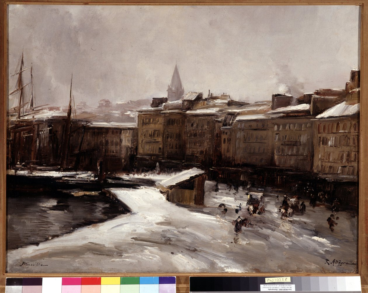 Quai du port, Marseille, a hó alatt Raymond Allegre (1857-1933) festménye Mérete 56x74 cm. Kötelező említés: Regards de Provence Marseille alapítványi kollekció alkotó: Raymond Allegre
