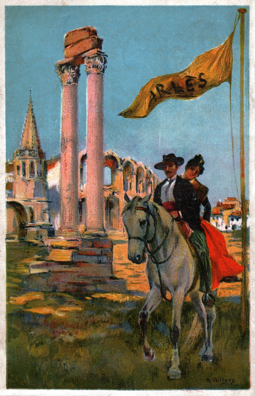 Arles városa. (Illusztráció, 1920 körül) alkotó: Raymond Allegre