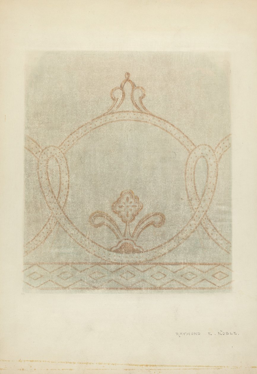 Falfestmény restaurálási rajz, c. 1940. alkotó: Raymond E. Noble