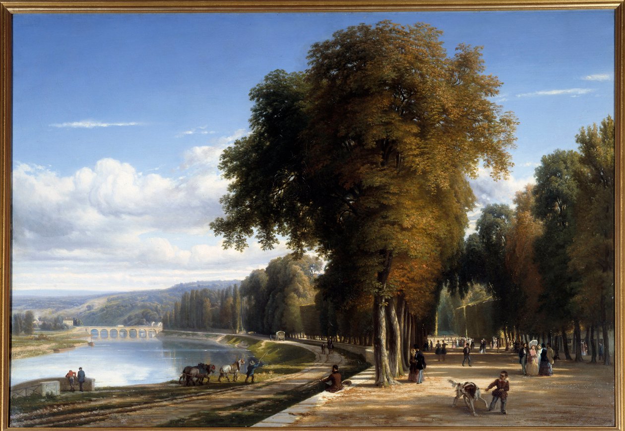 Séta a Saint Cloud Parkhoz: Raymond Esbrat (1809-1856) 1850 Roanne festménye. Musee Joseph Dechelette – Séta a Saint Cloud parkjában. Raymond Esbrat (1809-1856) festménye alkotó: Raymond Esbrat