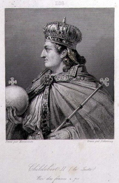 Childebert, Ausztrália királya, vésette Delannoy (metszet) alkotó: Raymond Quinsac (after) Monvoisin