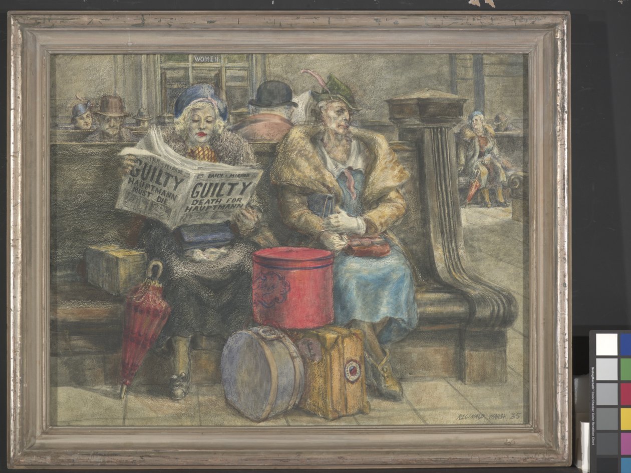 Hauptmann Must Die (tojástempera masonitra) alkotó: Reginald Marsh