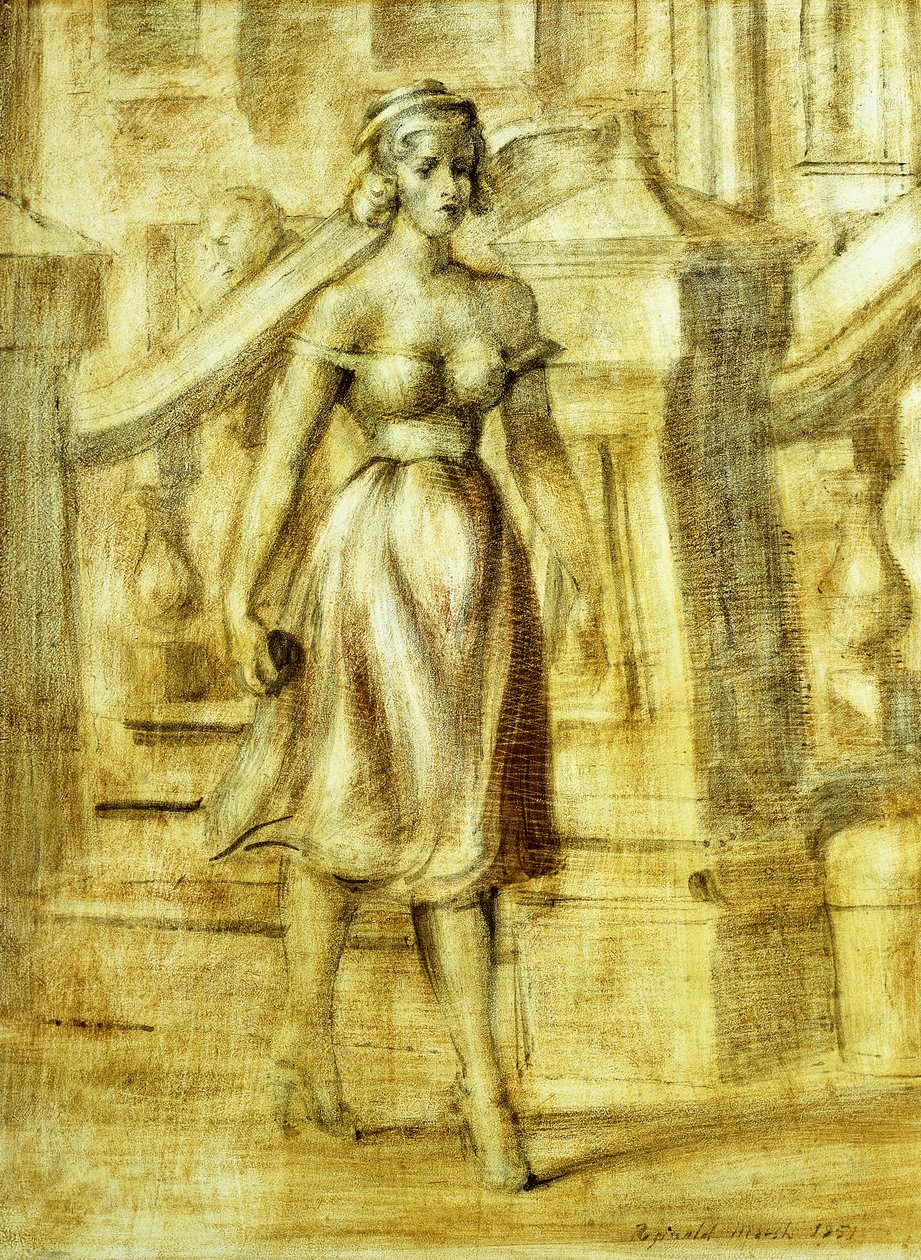 Sétáló hölgy: Kettős festmény alkotó: Reginald Marsh